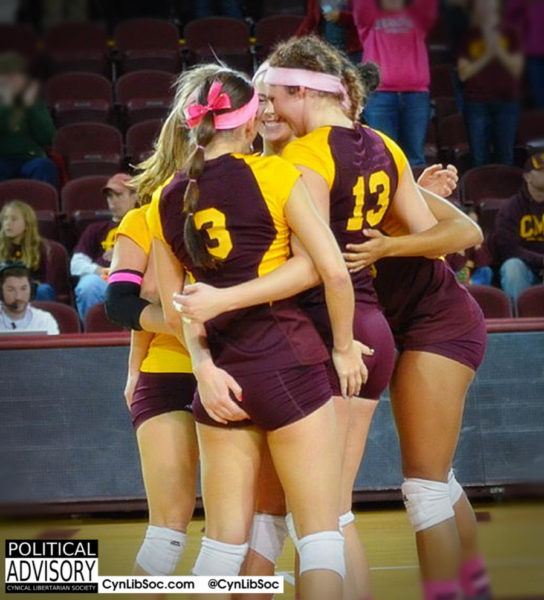 Volleyball chycks celebrate victory.